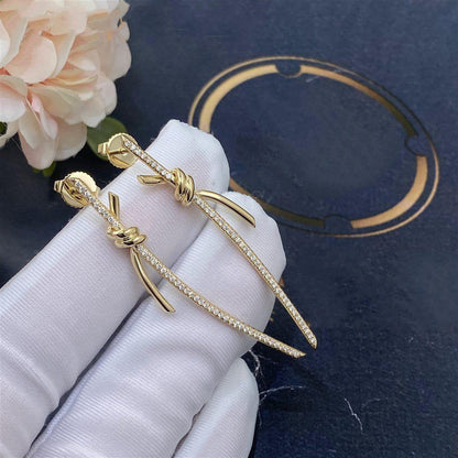 [Haelin Jewelry]KNOT DROP EARRINGS IN YELLOW GOLD WITH DIAMONDS