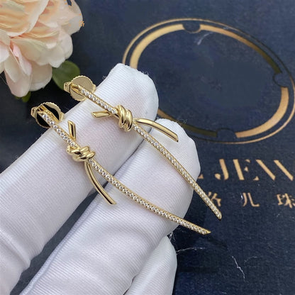 [Haelin Jewelry]KNOT DROP EARRINGS IN YELLOW GOLD WITH DIAMONDS