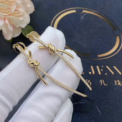 [Haelin Jewelry]KNOT DROP EARRINGS IN YELLOW GOLD WITH DIAMONDS
