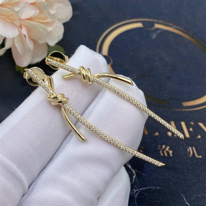 [Haelin Jewelry]KNOT DROP EARRINGS IN YELLOW GOLD WITH DIAMONDS