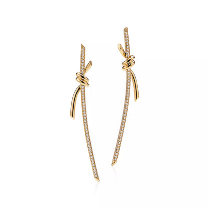 [Haelin Jewelry]KNOT DROP EARRINGS IN YELLOW GOLD WITH DIAMONDS