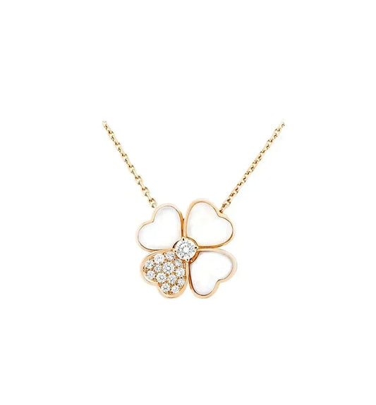 [⭐Haelin Jewelry]CLOVER MOP DIAMOND ROSE GOLD NECKLACE