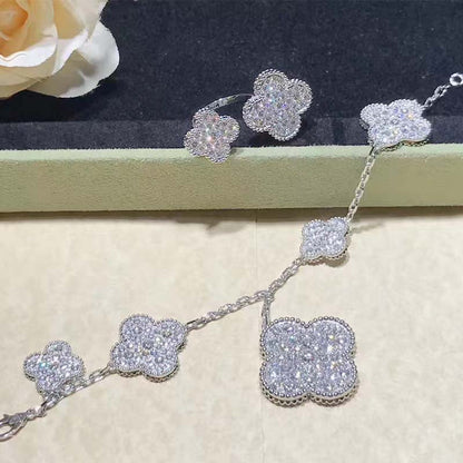[⭐Haelin Jewelry]CLOVER 6 MOTIFS SILVER DIAMOND BRACELET