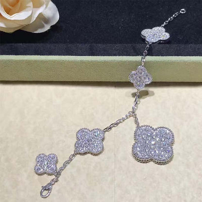 [⭐Haelin Jewelry]CLOVER 6 MOTIFS SILVER DIAMOND BRACELET