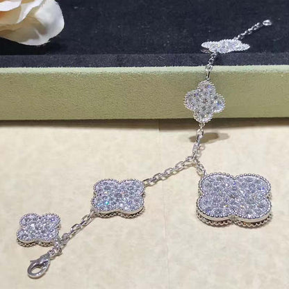 [⭐Haelin Jewelry]CLOVER 6 MOTIFS SILVER DIAMOND BRACELET