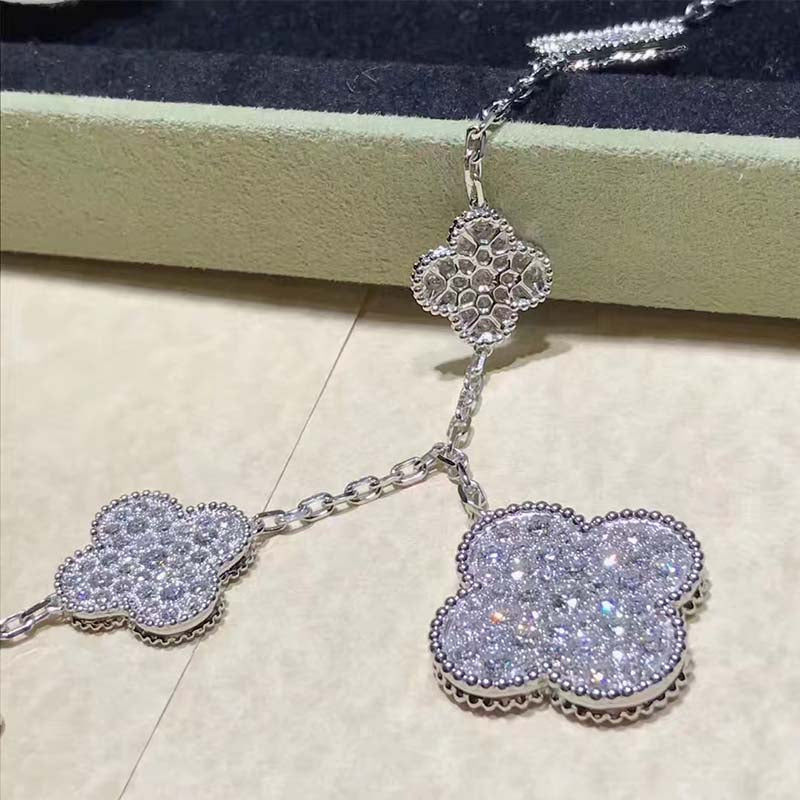 [⭐Haelin Jewelry]CLOVER 6 MOTIFS SILVER DIAMOND BRACELET