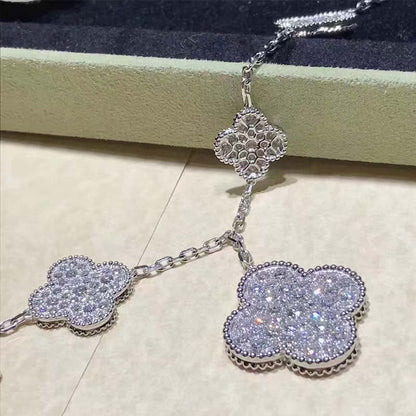 [⭐Haelin Jewelry]CLOVER 6 MOTIFS SILVER DIAMOND BRACELET