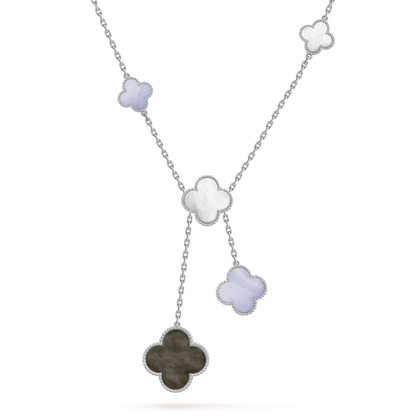 [⭐Haelin Jewelry]CLOVER MOP CHALCEDONY NECKLACE SILVER 6 MOTIF