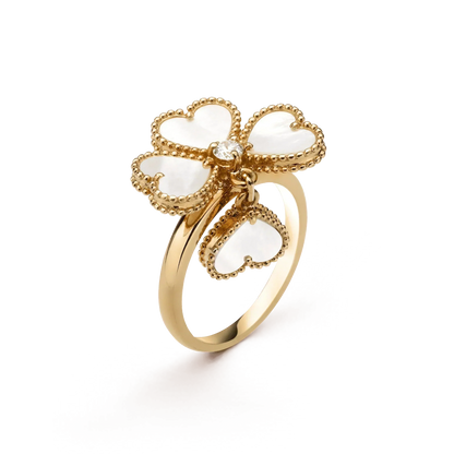 [⭐Haelin Jewelry]SWEET CLOVER WHITE MOP RING
