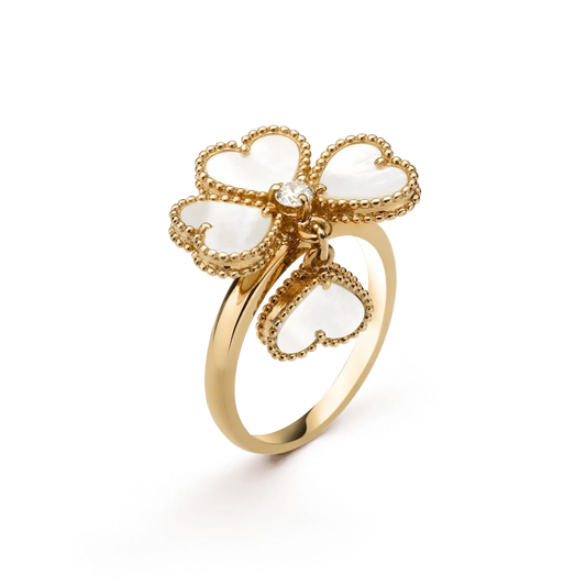 [⭐Haelin Jewelry]SWEET CLOVER WHITE MOP RING