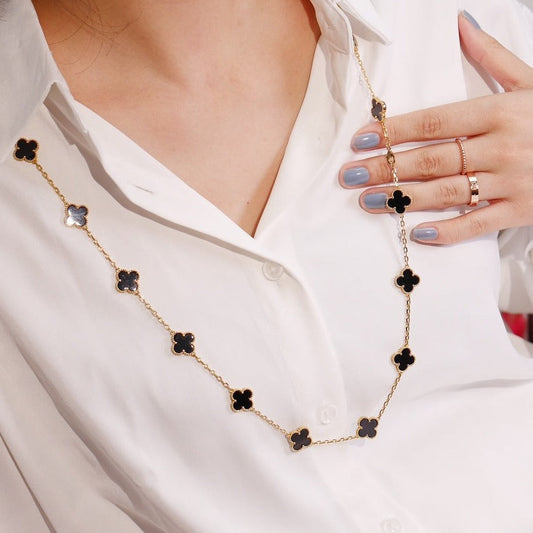 [⭐Haelin Jewelry]CLOVER 20 MOTIFS ONYX ROSE GOLD