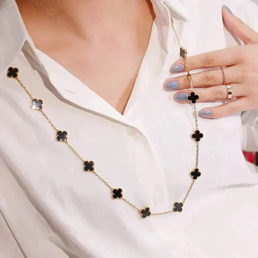 [⭐Haelin Jewelry]CLOVER 20 MOTIFS ONYX NECKLACE