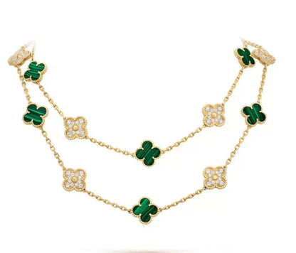 [⭐Haelin Jewelry]CLOVER 20 MOTIFS MALACHITE DIAMOND NECKLACE