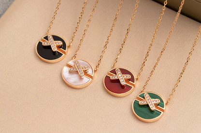 [⭐Haelin Jewelry]JEUX DE PINK GOLD DIAMOND NECKLACE