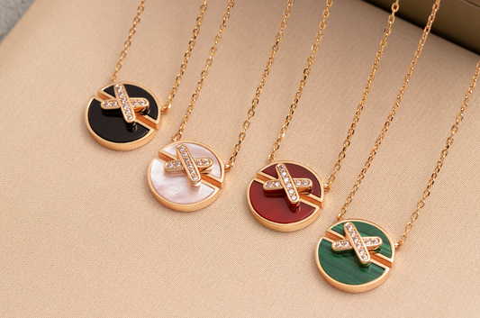 [⭐Haelin Jewelry]JEUX DE PINK GOLD DIAMOND NECKLACE