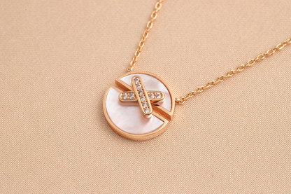 [⭐Haelin Jewelry]JEUX DE PINK GOLD DIAMOND NECKLACE