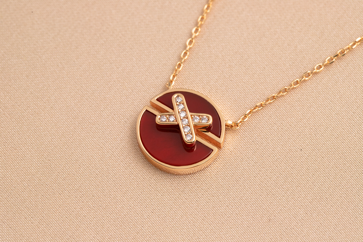 [⭐Haelin Jewelry]JEUX DE PINK GOLD DIAMOND NECKLACE
