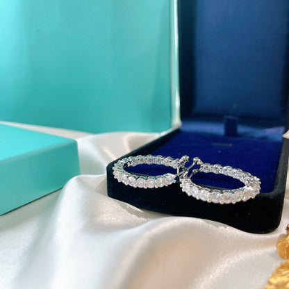 [Haelin Jewelry]SILVER DIAMOND HOOP EARRINGS