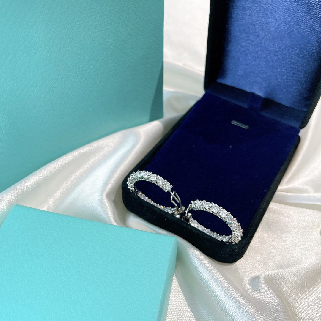 [Haelin Jewelry]SILVER DIAMOND HOOP EARRINGS