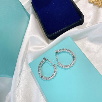 [Haelin Jewelry]SILVER DIAMOND HOOP EARRINGS
