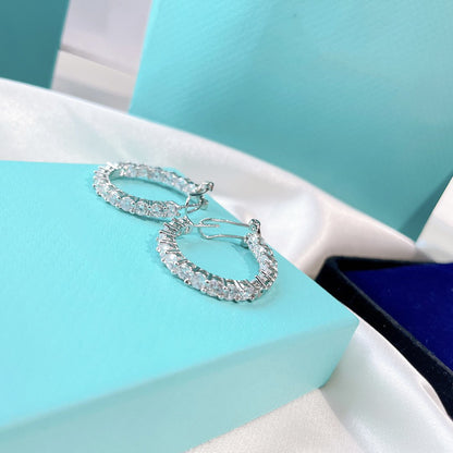 [Haelin Jewelry]SILVER DIAMOND HOOP EARRINGS