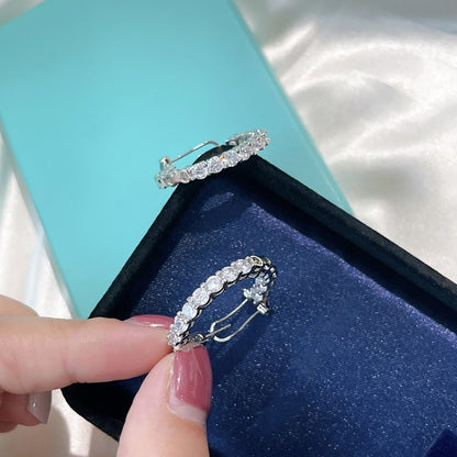 [Haelin Jewelry]SILVER DIAMOND HOOP EARRINGS
