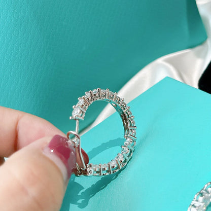 [Haelin Jewelry]SILVER DIAMOND HOOP EARRINGS