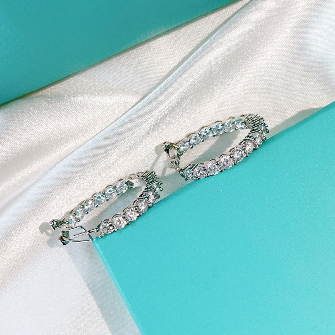 [Haelin Jewelry]SILVER DIAMOND HOOP EARRINGS