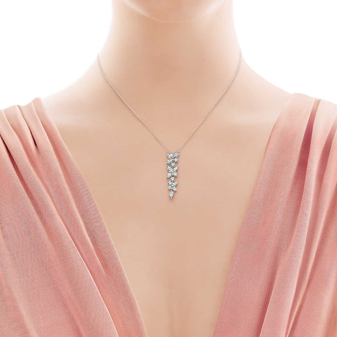 [Haelin Jewelry]MIXED CLUSTER DIAMOND DROP PENDANT