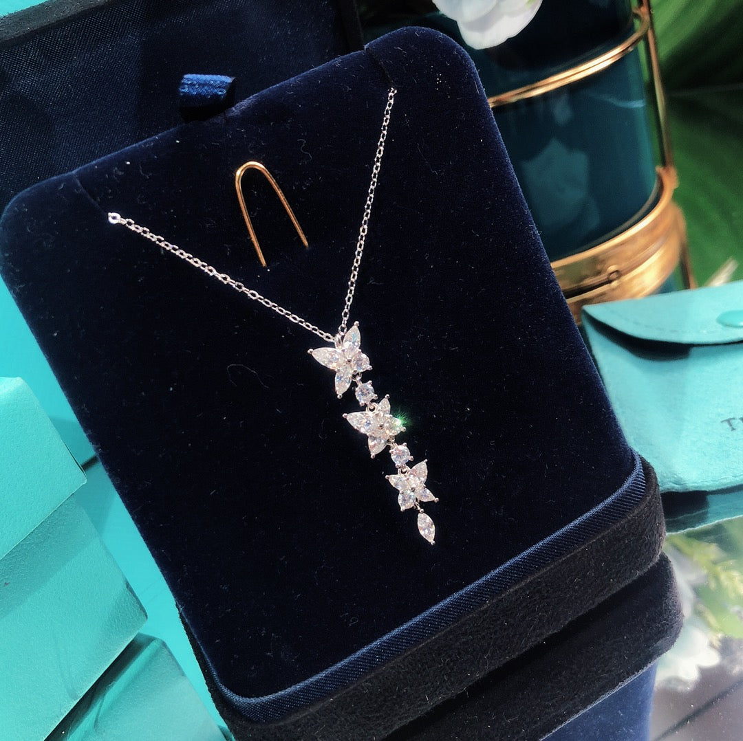 [Haelin Jewelry]MIXED CLUSTER DIAMOND DROP PENDANT