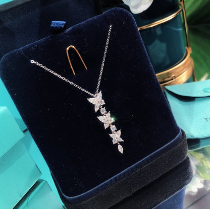 [Haelin Jewelry]MIXED CLUSTER DIAMOND DROP PENDANT