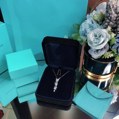 [Haelin Jewelry]MIXED CLUSTER DIAMOND DROP PENDANT
