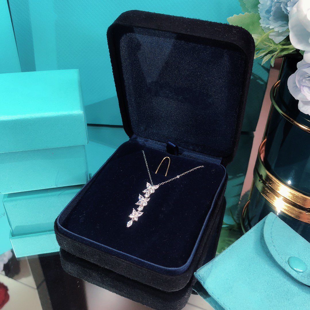 [Haelin Jewelry]MIXED CLUSTER DIAMOND DROP PENDANT