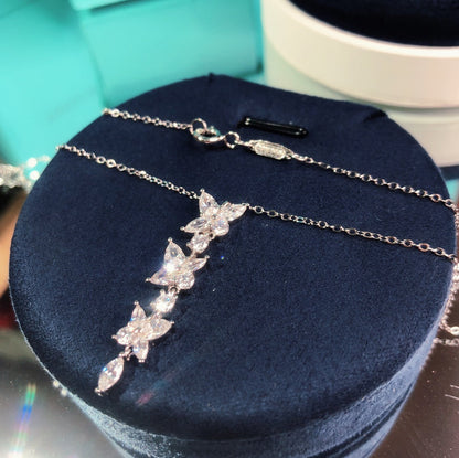 [Haelin Jewelry]MIXED CLUSTER DIAMOND DROP PENDANT