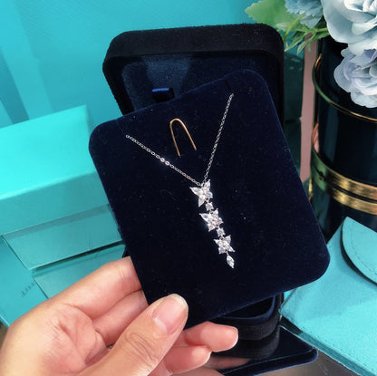 [Haelin Jewelry]MIXED CLUSTER DIAMOND DROP PENDANT