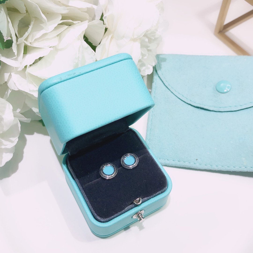 [Haelin Jewelry]TURQUOISE CIRCLE WHITE GOLD EARRINGS