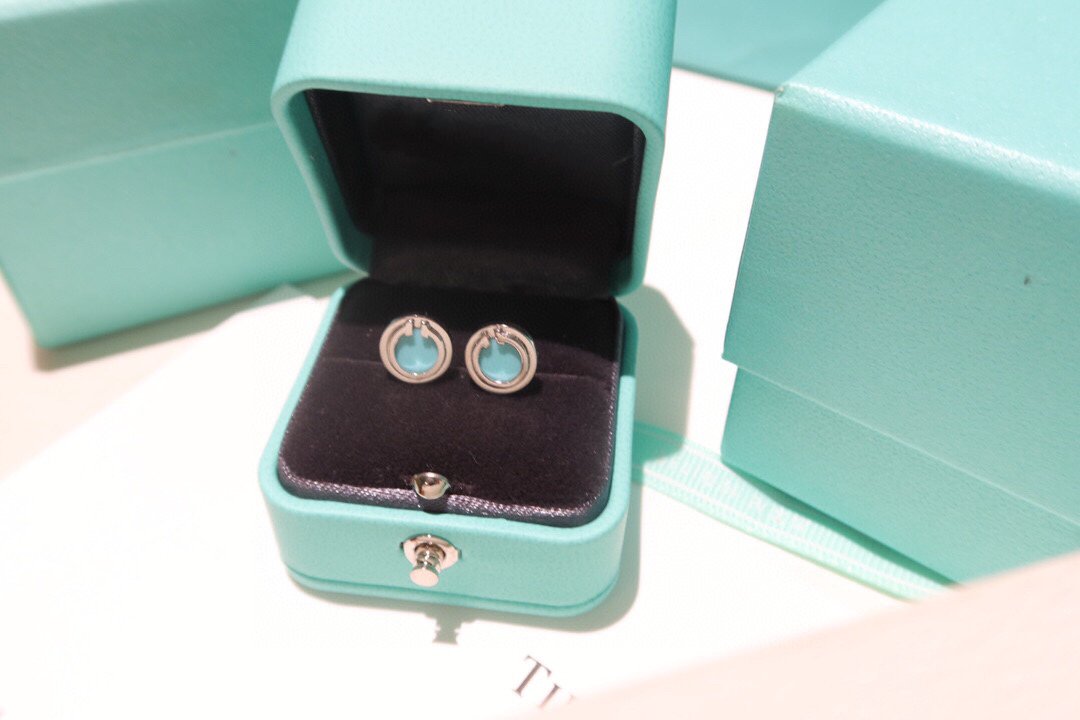 [Haelin Jewelry]TURQUOISE CIRCLE WHITE GOLD EARRINGS