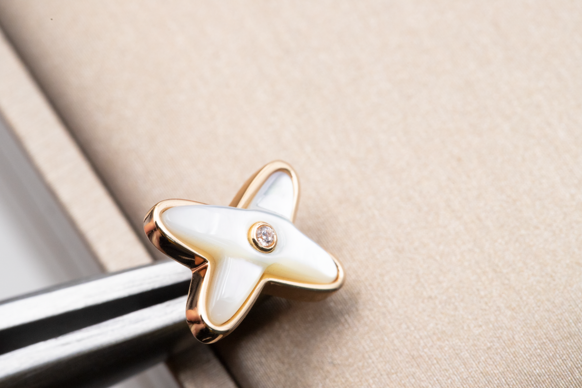 [⭐Haelin Jewelry]JEUX DE WHITE MOP PINK GOLD DIAMOND EARRINGS