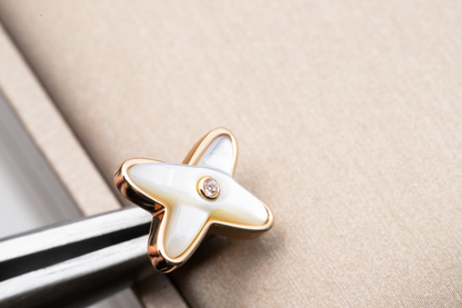 [⭐Haelin Jewelry]JEUX DE WHITE MOP PINK GOLD DIAMOND EARRINGS