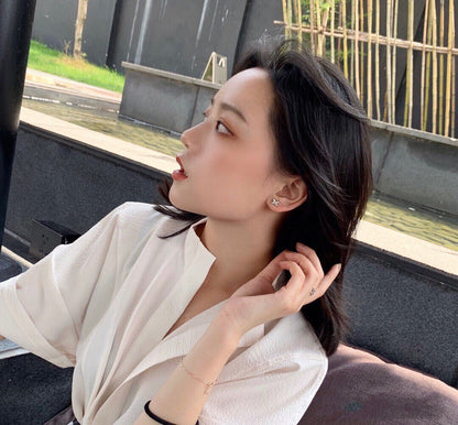 [⭐Haelin Jewelry]JEUX DE WHITE MOP ROSE GOLD DIAMOND EARRINGS