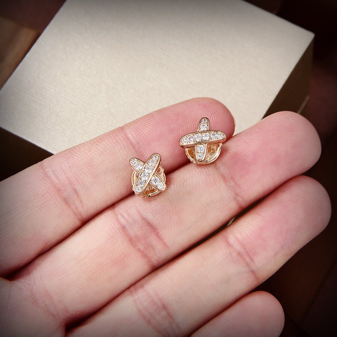 [⭐Haelin Jewelry]JEUX DE GOLD DIAMOND EARRINGS