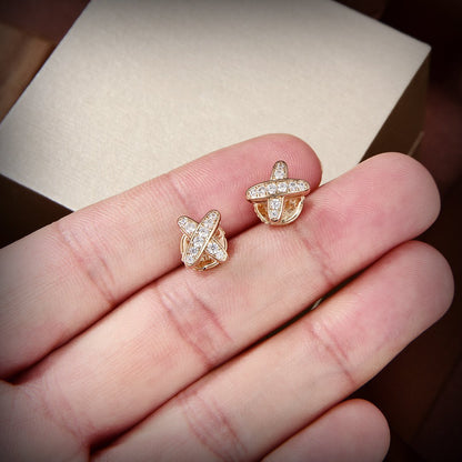 [⭐Haelin Jewelry]JEUX DE GOLD DIAMOND EARRINGS