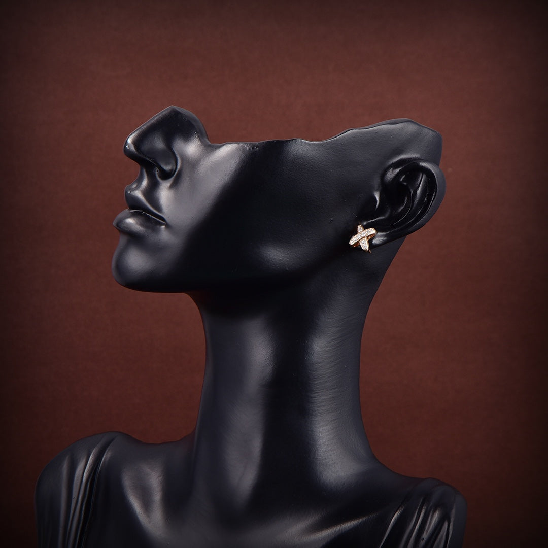 [⭐Haelin Jewelry]JEUX DE GOLD DIAMOND EARRINGS