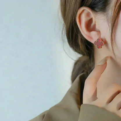 [⭐Haelin Jewelry]CLOVER MEDIUM 1 MOTIFS CARNELIAN  EARRINGS
