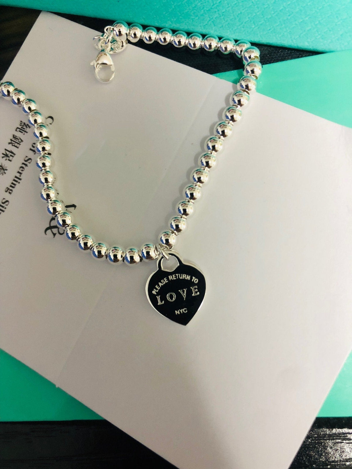 [Haelin Jewelry]LOVE TIFFANY RED HEART TAG BEAD BRACELET