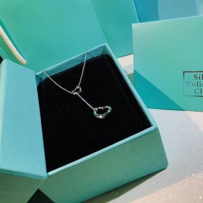 [Haelin Jewelry]OPEN HEART LARIAT NECKLACE SILVER
