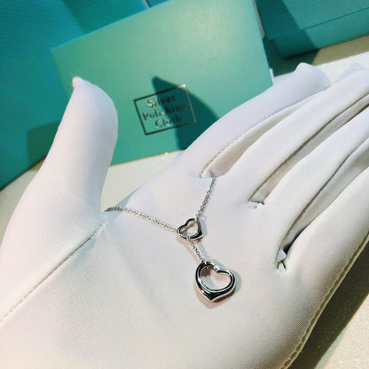 [Haelin Jewelry]OPEN HEART LARIAT NECKLACE SILVER