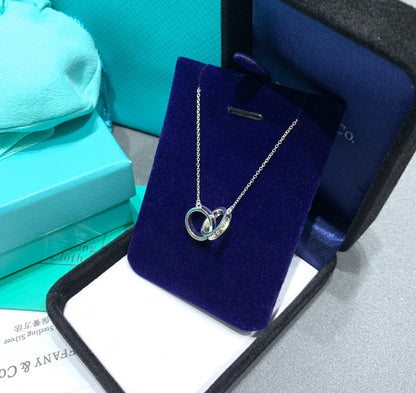 [Haelin Jewelry]INTERLOCKING CIRCLES PENDANT SILVER SMALL NECKLACE