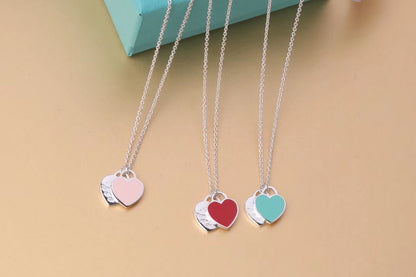 [Haelin Jewelry]DOUBLE HEART TAG PENDANT SILVER MINI NECKLACE