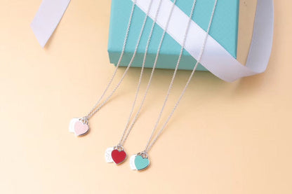 [Haelin Jewelry]DOUBLE HEART TAG PENDANT SILVER MINI NECKLACE